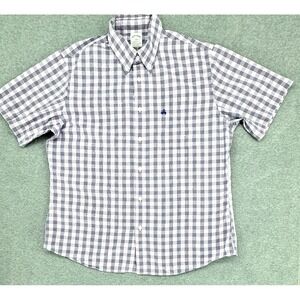 Brooks Brothers 1818 Regent Fit Short‎ Sleeve Button Down Lavender Blue Plaid